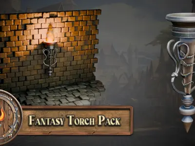 Blender 20 Massive Fantasy Torches Asset Pack 3D model