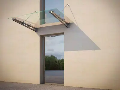 canopy glass door on side of building Low-poly 3D model