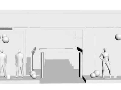 Shop window with low poly interior 3D model