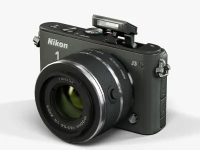 Nikon 1 J3 mirrorless digital camera kit 10-30mm lens Low-poly 3D model