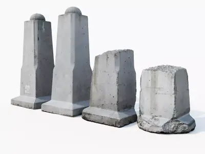 Street concrete barrier Low-poly 3D model