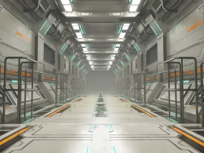 Sci-Fi Modular Corridor Version 2 Low-poly 3D model