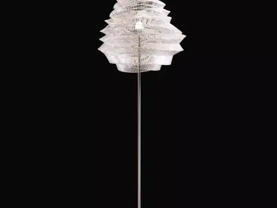 Floor lamp with glass lattice shade 3D model