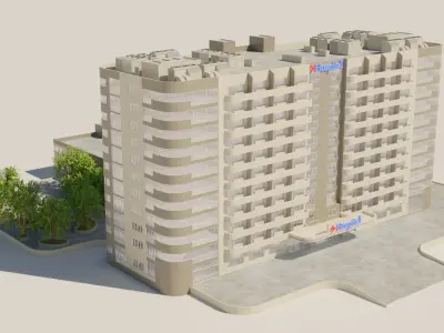 hospital building with interior  3D model