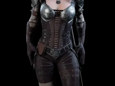 3D Warrior Female model Low-poly 3D model