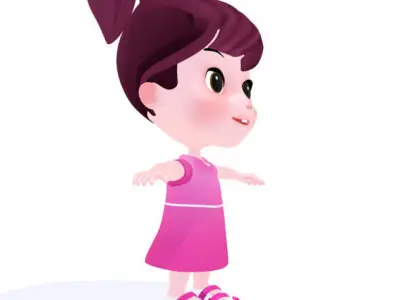Cartoon girl Low-poly 3D model