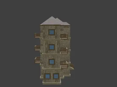 House Model 6 apartment building Low-poly 3D model