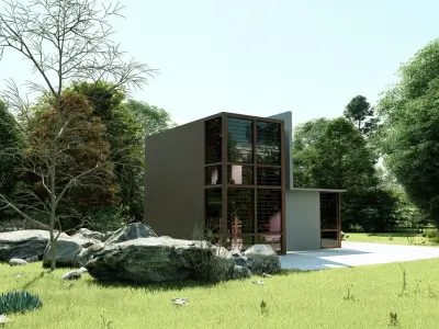 Forest villa-Casa Scene-Modern Villa 3D model