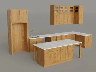 Kitchen Countertop Set Low-poly 3D model