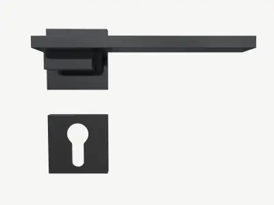 modern door handle with PZ square rose 3D model