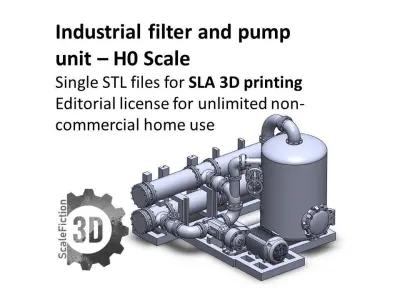  Industrial Filter and Pump Unit - H0 Scale 3D print model