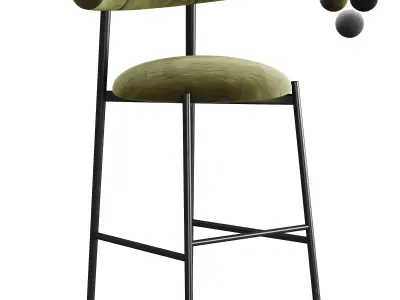 Chairs More Pampa SG 65 Low Green  Black Stool by Studio Pastina 3D model