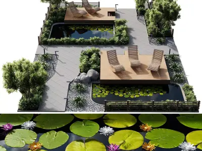 Outdoor Plants -  town Square 2 3D model