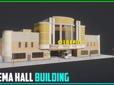 Cinema Hall Building Low-poly 3D model