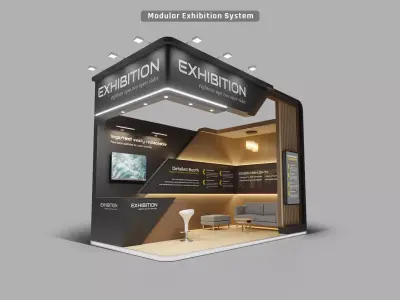 Modular Exhibition Booth 18 sqm trade show and expo 3D model