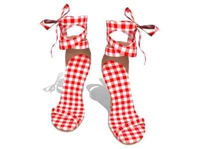 Womens Summer Lace Up Sandals Low-poly 3D model