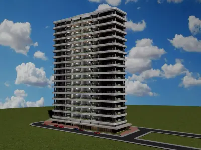 Residential Skyscraper Low-poly 3D model