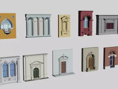 European-style windows 3D model