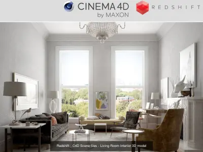 Set 4 - Redshift C4D - 4 x Interior Scenes 3D Model Collection 3D Model Pack