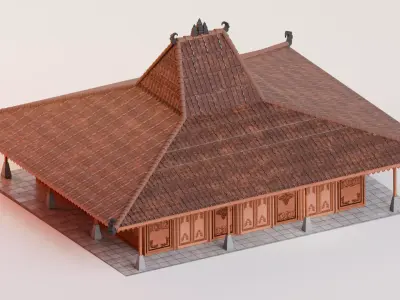 Traditional Houses - Rumah Joglo Sinom Low-poly 3D model