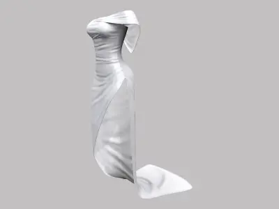 Cyberpunk Off Shoulder One-Shoulder Wrap Dress Low-poly 3D model