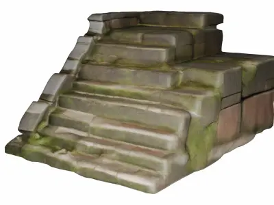 Ancient Incan Stone Staircase 3D Model FBX OBJ Low-poly 3D model