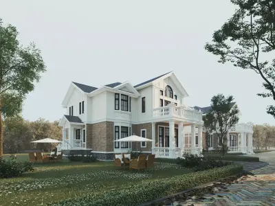 2025 luxury modern stylish villa appearance 3D model Low-poly 3D model