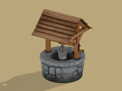 Ancient well Low-poly 3D model