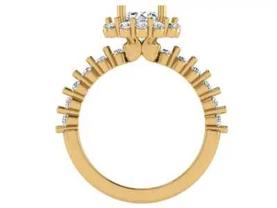 Halo solitare round with single prong shank 3D print model