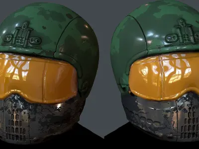 Gas mask helmet 3d model scifi Low-poly Low-poly 3D model Low-poly 3D model 43