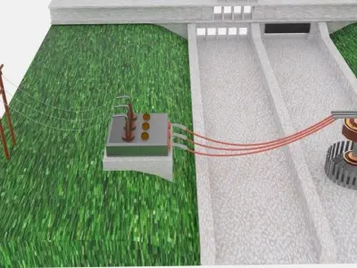 Hydro Power Plant Low-poly 3D model