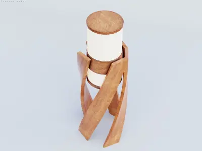 Wooden Spiral Lamp model 4 Low-poly 3D model