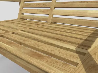 Bench Low-poly 3D model 4