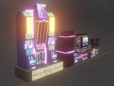 Cyberpunk city Low-poly 3D model