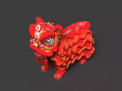 Chinese Lion Dance costume Figure  Low-poly 3D model