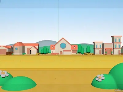 cartoon town 3D model purchase