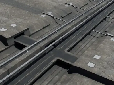 Road segments with crosses Low-poly 3D model