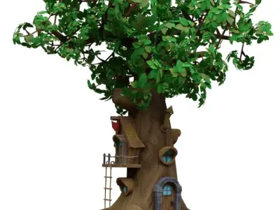 Tree House Low-poly 3D model