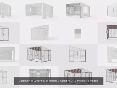 Collection of Greenhouse Helena 2 Glass ALU - 3 Models 3D Model Pack