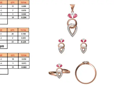 Light wt Ring Earrings Pendant set stl jcd 1-render details 3D print model 58
