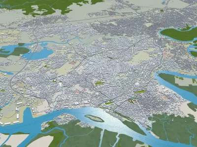 Warri Nigeria 20km Low-poly 3D model