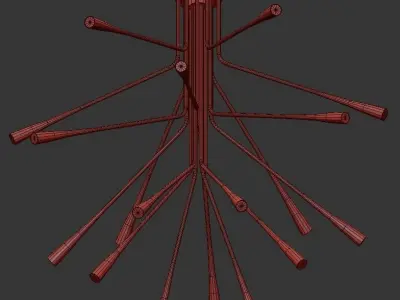 Lightweight modern chandelier with branches hanging from it 3D model