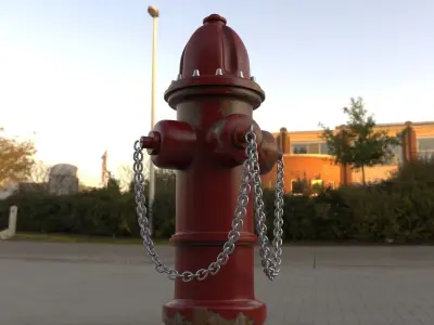 Red fire hydrant water pump Low-poly game ready realistic model Free low-poly 3D model