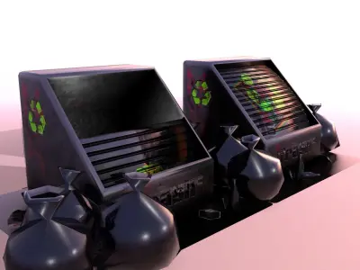 Sci-Fi Trash props Low-poly 3D model