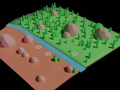 Low Poly 3D World Environment Low-poly 3D model