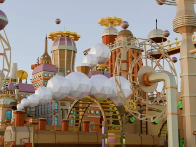 Machine Town Low Poly Low-poly 3D model