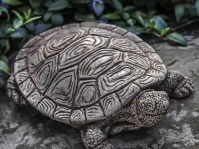 Stone Turtle Sculpture 3D Textured Shell Realistic Detail Low-poly 3D model