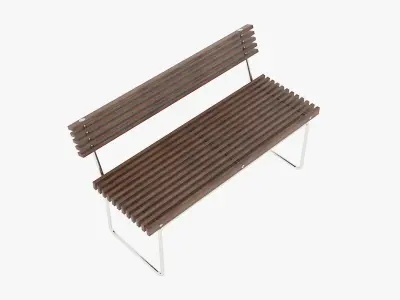 Wooden street bench 3D model purchase