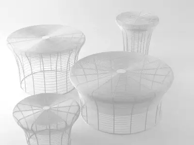 Aram group of different colored wire stools 3D model