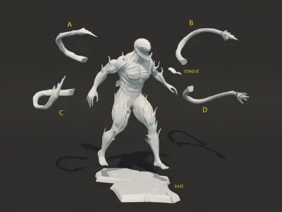 Carnage 3D model creature with long arms and claws 3D print model
